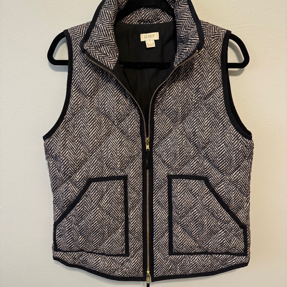 J Crew Herringbone Quilted Vest